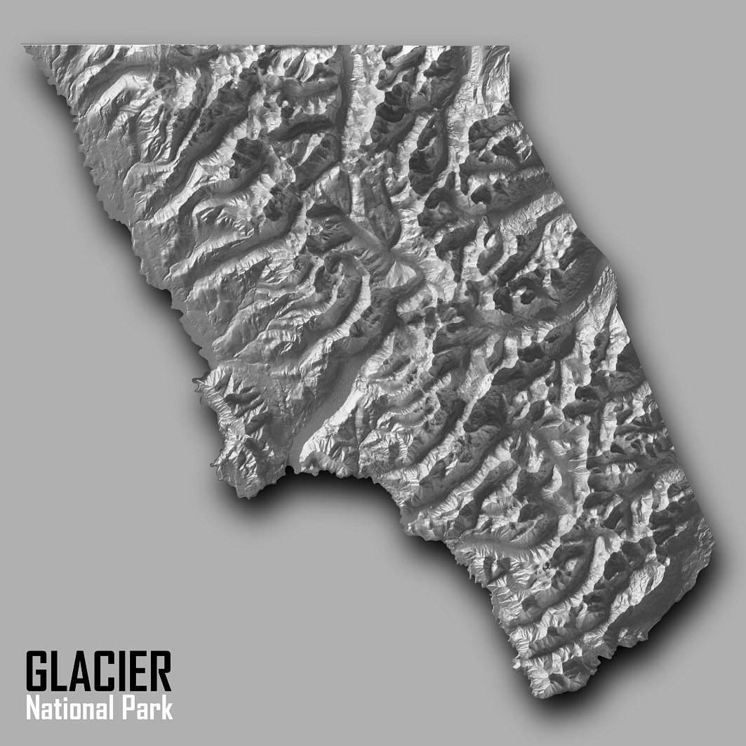 Glacier National Park Shaded Relief